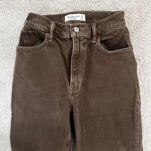 Abercrombie & Fitch Chocolate Brown Ultra High Rise 90’s Straight Jeans
